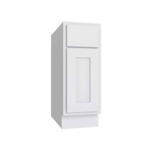 KCD Essential White Single Door Standard Base Cabinet - 15" W - Reduced Height