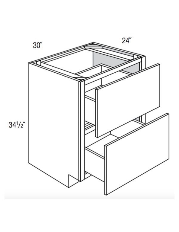 DB30-2 - RTA Toffee Shaker - 2 DRAWERS BASE 30" - 30" X 34 1/2" X 24"