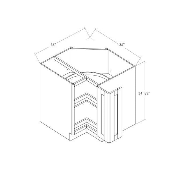 BLS36N - RTA Toffee Shaker - Lazy Susan Corner Cabinet - Bi Fold Doors - No Tray - 1 Shelf