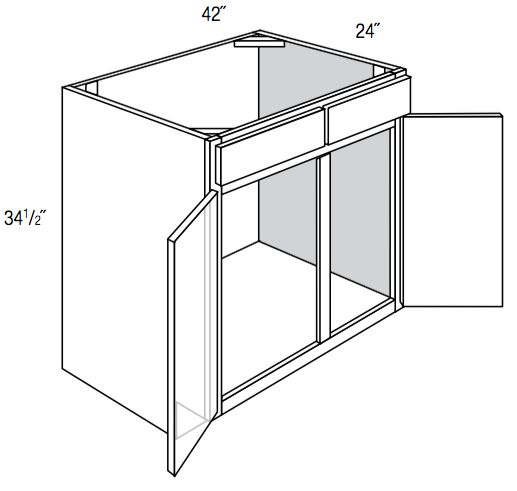 SB42 - Assembled Cream White Shaker - Sink Base - Double Doors/False Drawer Front - 42"W x 34.5"H x 24"D
