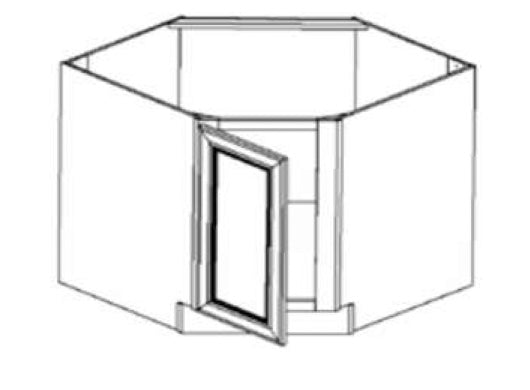 CSB36 - Assembled Cream White Shaker - Sink Base - DIAGONAL CORNER BASE 36" - 36" X 36" X 34 1/2" X 24"