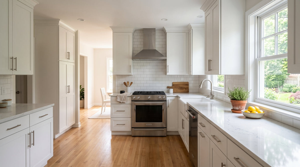 Kitchen with Jarlin Cabinetry shaker cabinets