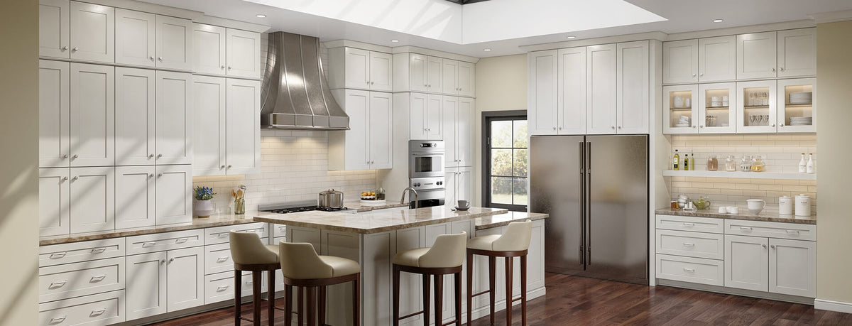 Jarlin Dove White Shaker kitchen cabinets