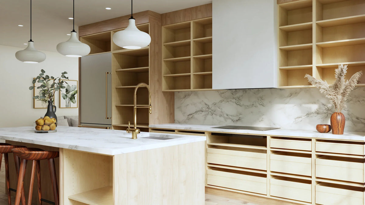 Modern kitchen with Fabuwood Ovela frameless slab cabinets