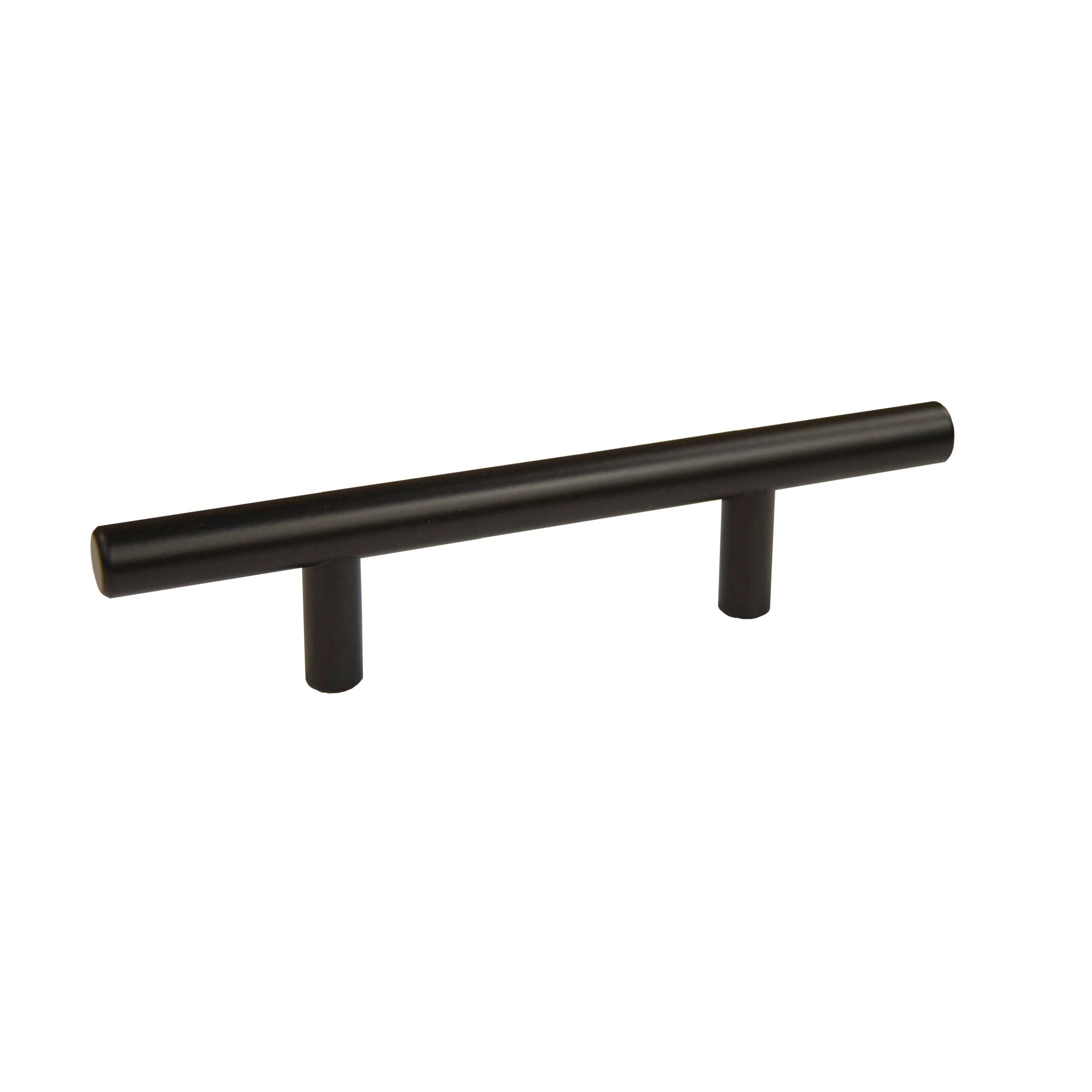 KCD Decorative Hardware Bar Pull 6" OL x 3" CC x 12mm Dia Matte Black - product photo