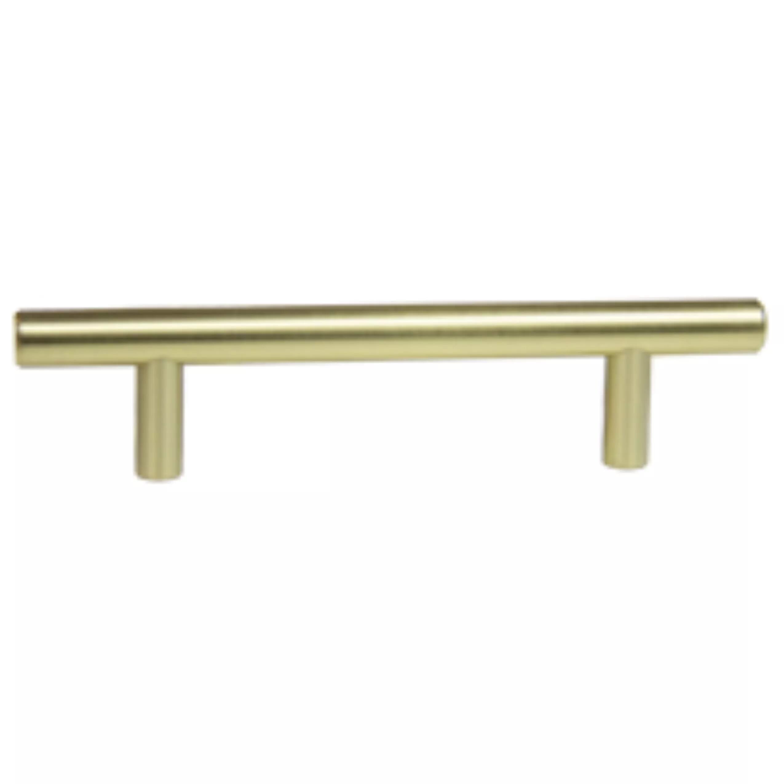 KCD Decorative Hardware Bar Pull 6" OL x 96mm CC x 12mm Dia Polish Brass - product photo