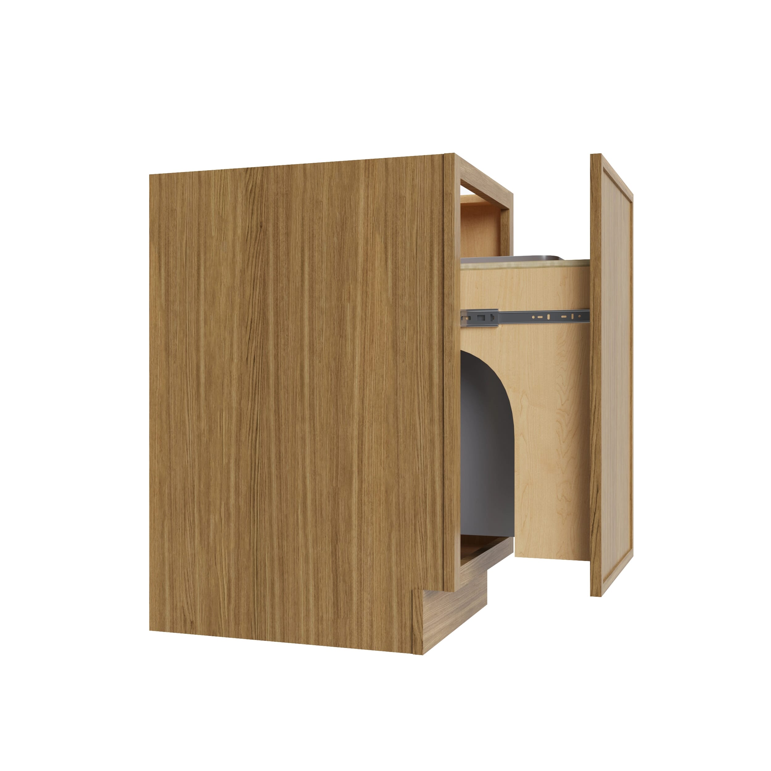 KCD Oslo Oak Trash Can Base w/ Full Ht Door - 18" W w/ 1 Can - product photo