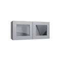 KCD Brooklyn Modern Gray 15" Wall Stacking Cabinets with Glass - product photo