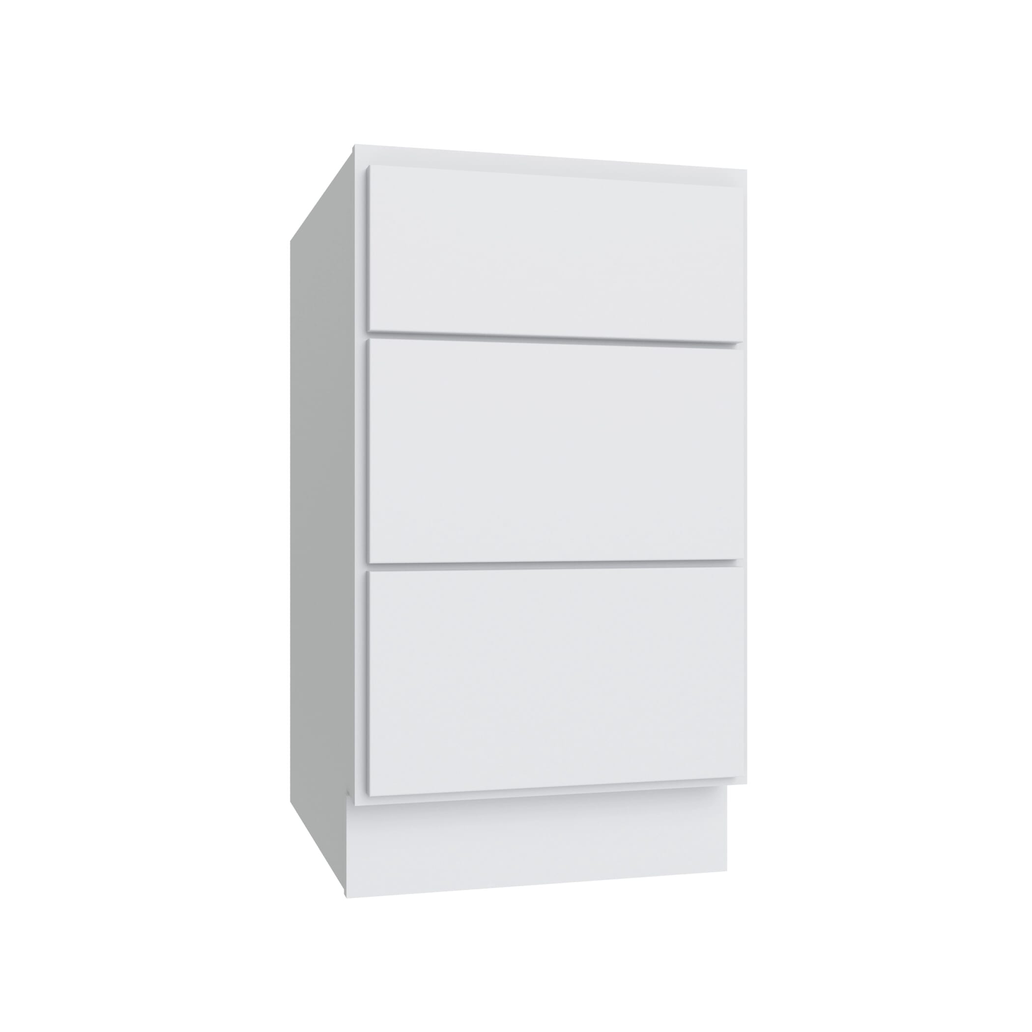 KCD Shaker Designer White Slab Drawer Base Cabinet - 15" W - Reduced Height - product photo