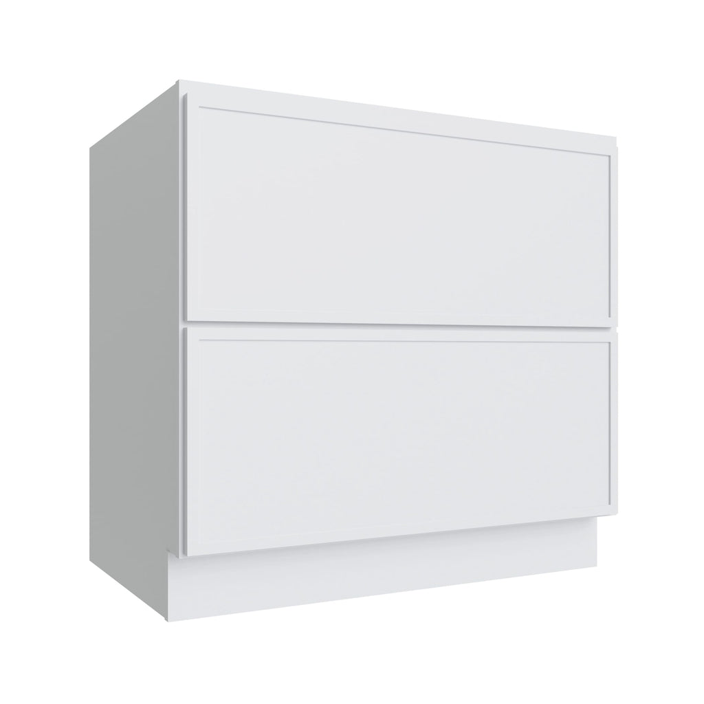 KCD Oslo White 2 Drawer Base Cabinet - 36" W - product photo
