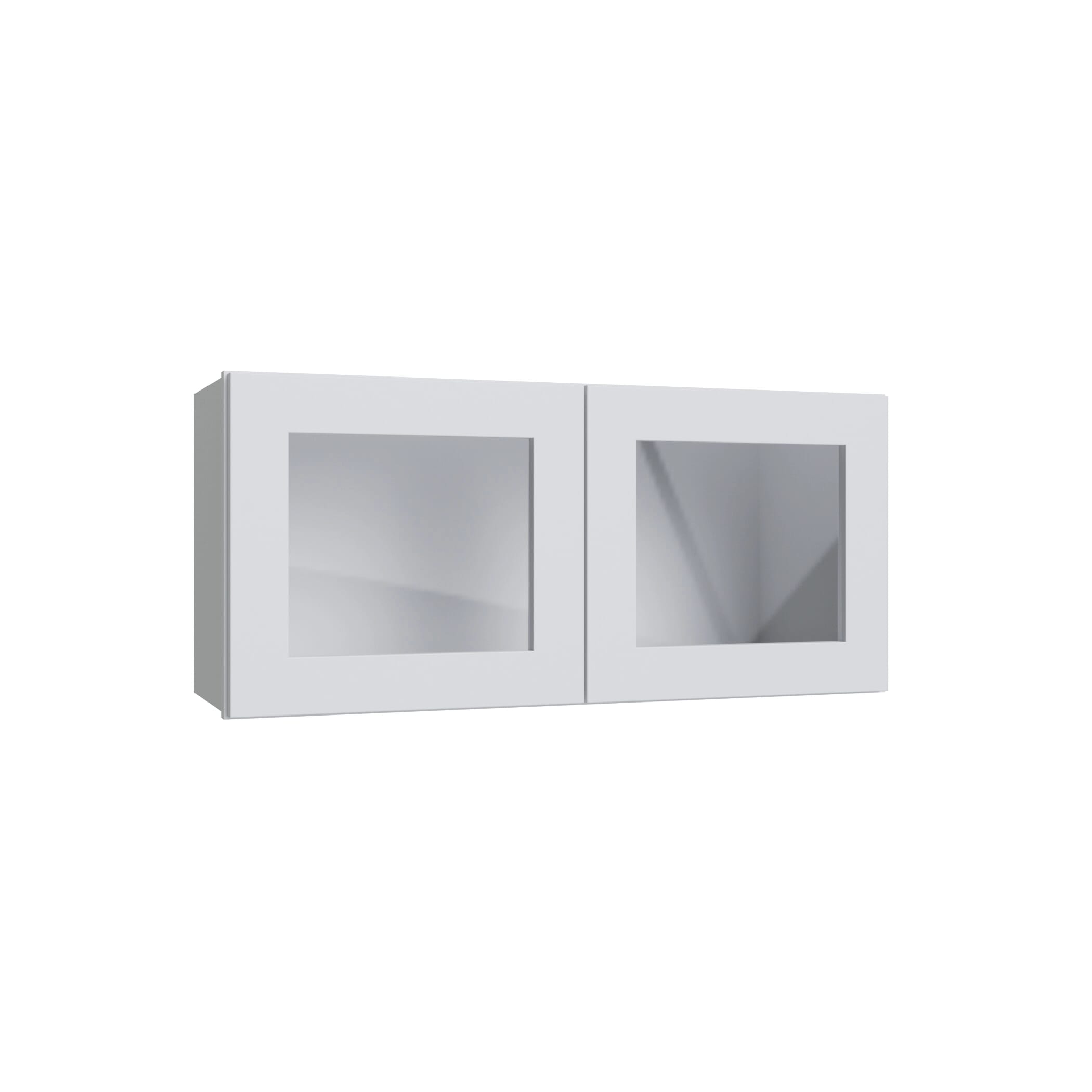 KCD Shaker Designer White 24" W x 15" H Wall Stacking Cabinet with Glass (Double Door) - product photo