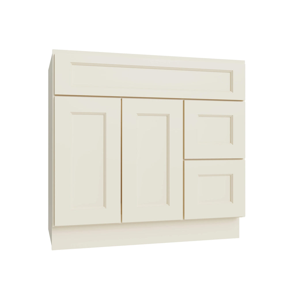 KCD Brooklyn Pearl Vanity Sink Base Right Drawer Stacking Cabinet - 36" W - product photo