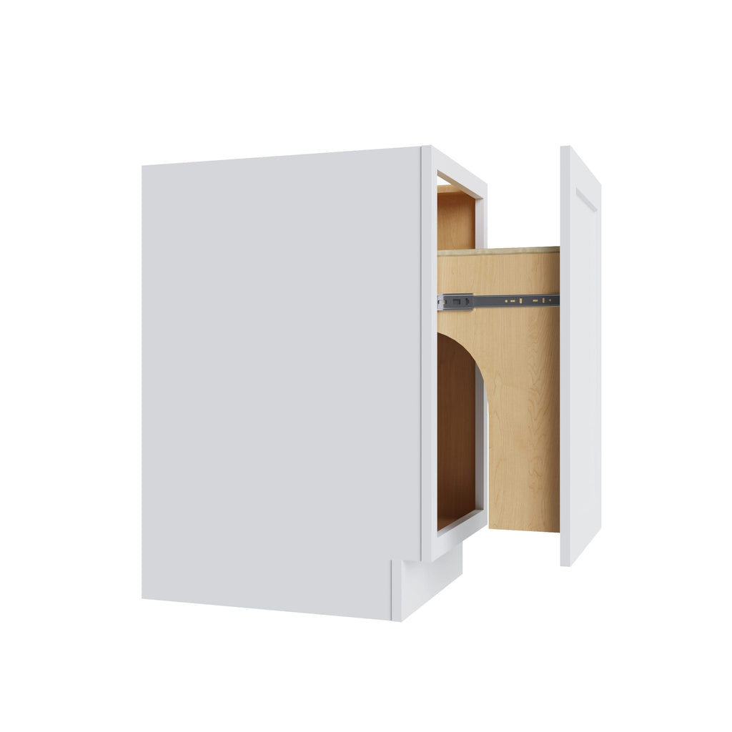 KCD Shaker Designer White Trash Can Base w/ Full Ht Door - 18" W - product photo