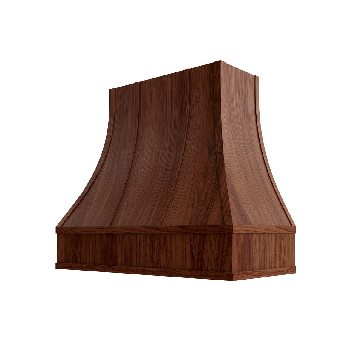 KCD Oslo Classic Walnut Curved Hood with Strapping Flat Trim - 36" W x 30" H - product photo