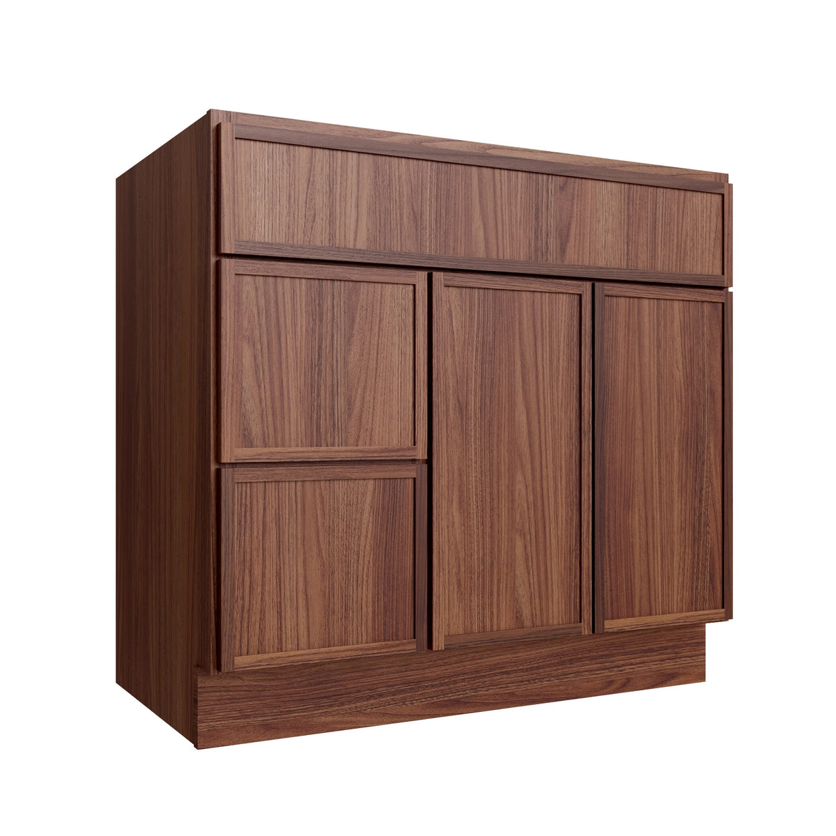 KCD Oslo Classic Walnut Vanity Sink Base Left Drawer Stacking Cabinet - 36" W - product photo