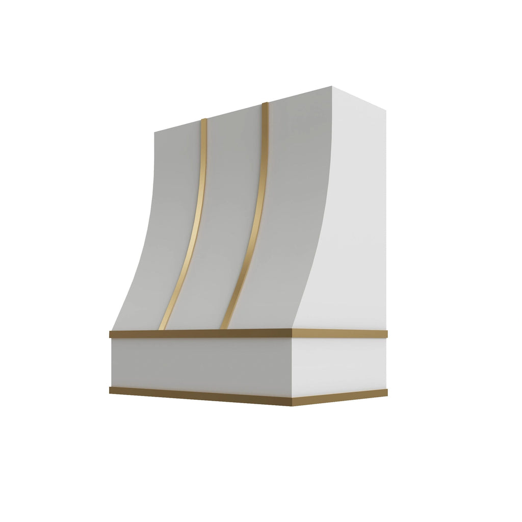 KCD Oslo White Sloped Hood with Brass Strapping - 30" W x 36" H - product photo