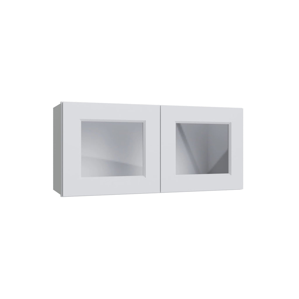 KCD Brooklyn Bright White 15" Wall Stacking Cabinets with Glass - product photo