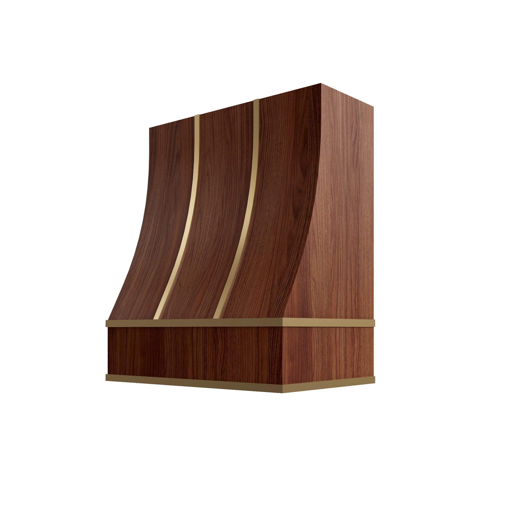 KCD Oslo Classic Walnut Sloped Hood with Brass Strapping - 30" W x 48" H - product photo