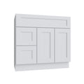 KCD Brooklyn Bright White Vanity Sink Base Left Drawer Stacking Cabinet - 36" W - product photo