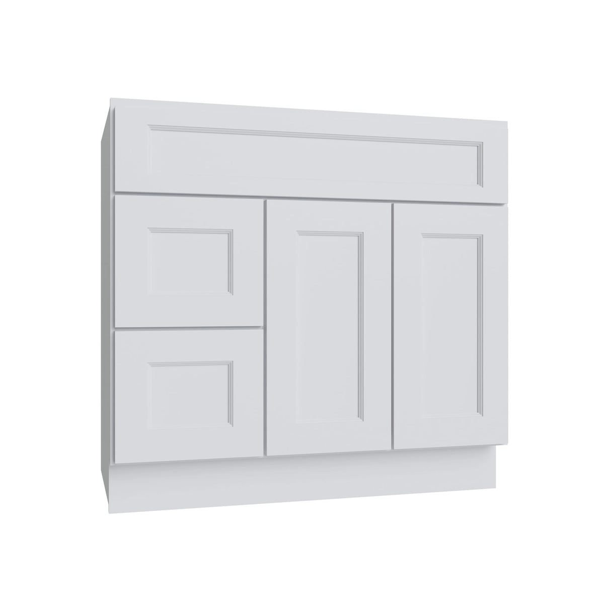 KCD Brooklyn Bright White Vanity Sink Base Left Drawer Stacking Cabinet - 36" W - product photo