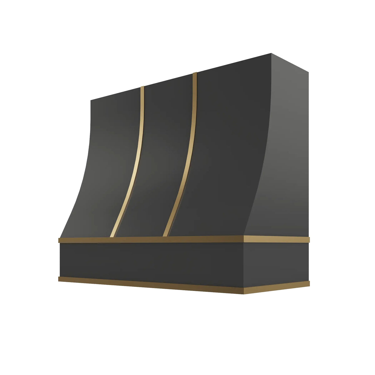 KCD Black Sloped Hood with Brass Strapping - 42" W x 36" H - product photo