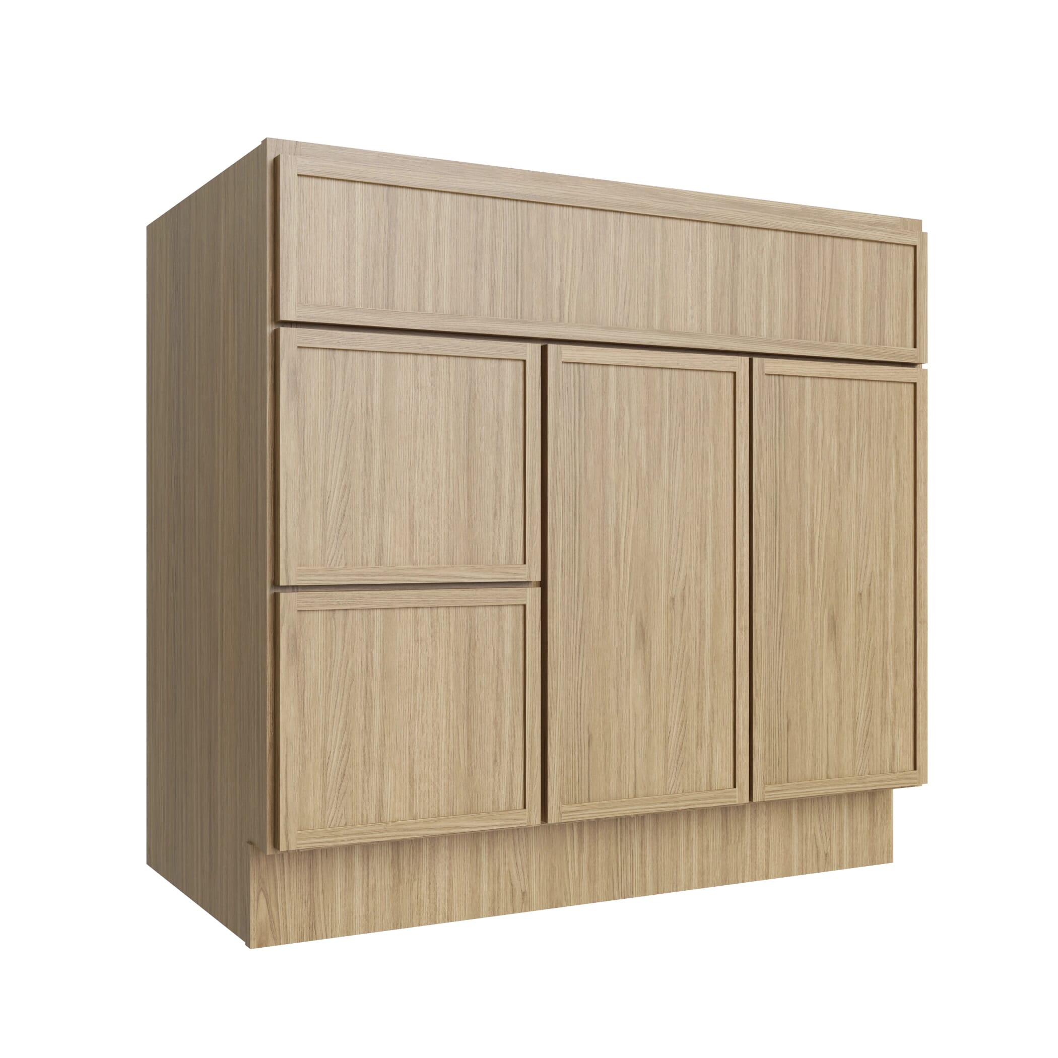 KCD Oslo Oak Vanity Sink Base Left Drawer Stacking Cabinet - 36" W - product photo