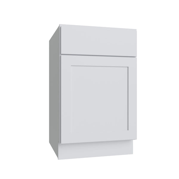 KCD Shaker Designer White Slab Single Door Standard Base Cabinet - 12" W