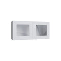 KCD Brooklyn Bright White 15" Wall Stacking Cabinets with Glass - product photo