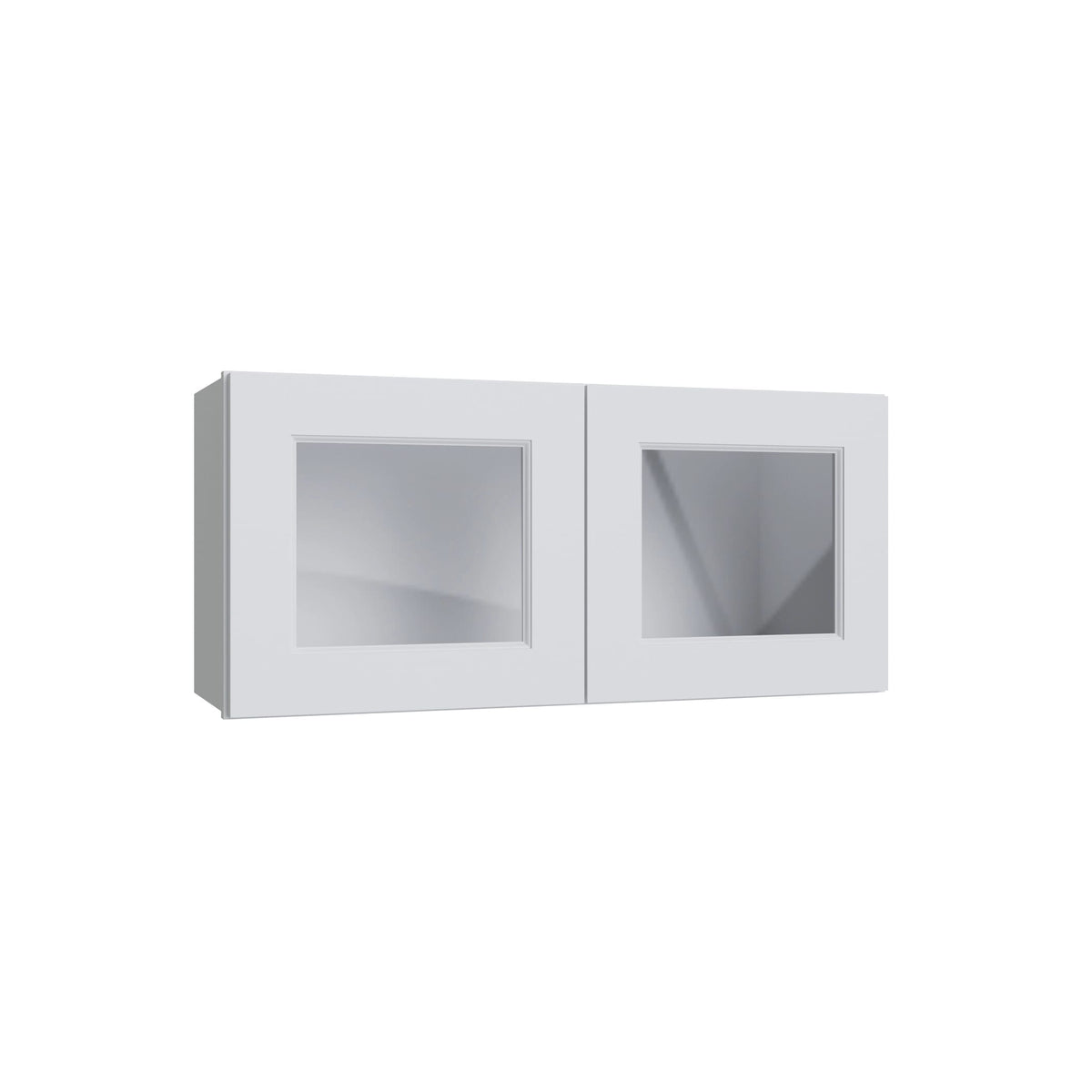 KCD Brooklyn Bright White 15" Wall Stacking Cabinets with Glass - product photo