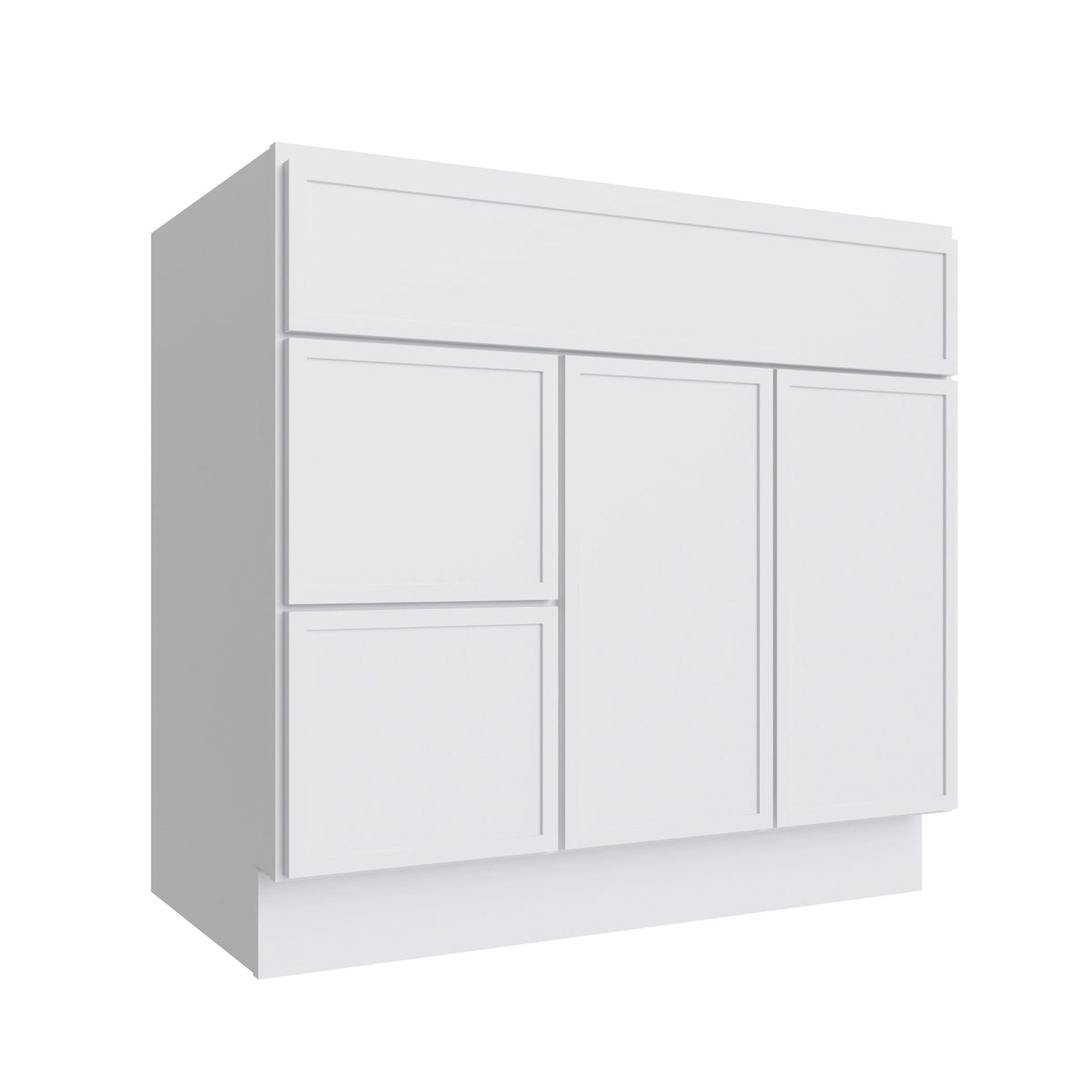 KCD Oslo White Vanity Sink Base Left Drawer Stacking Cabinet - 36" W - product photo