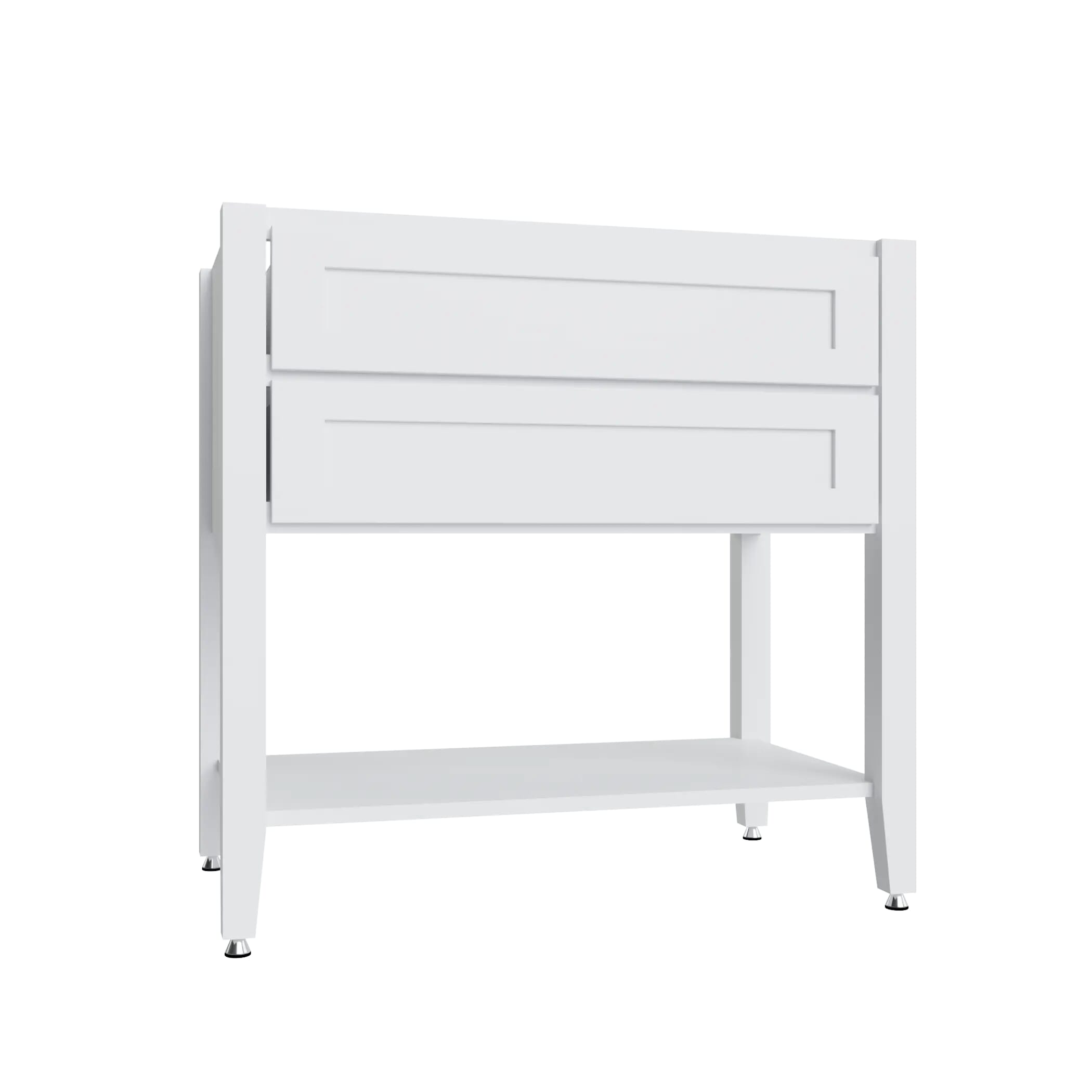 KCD Shaker Designer White Open Shelf Vanity SB - 36" W - product photo