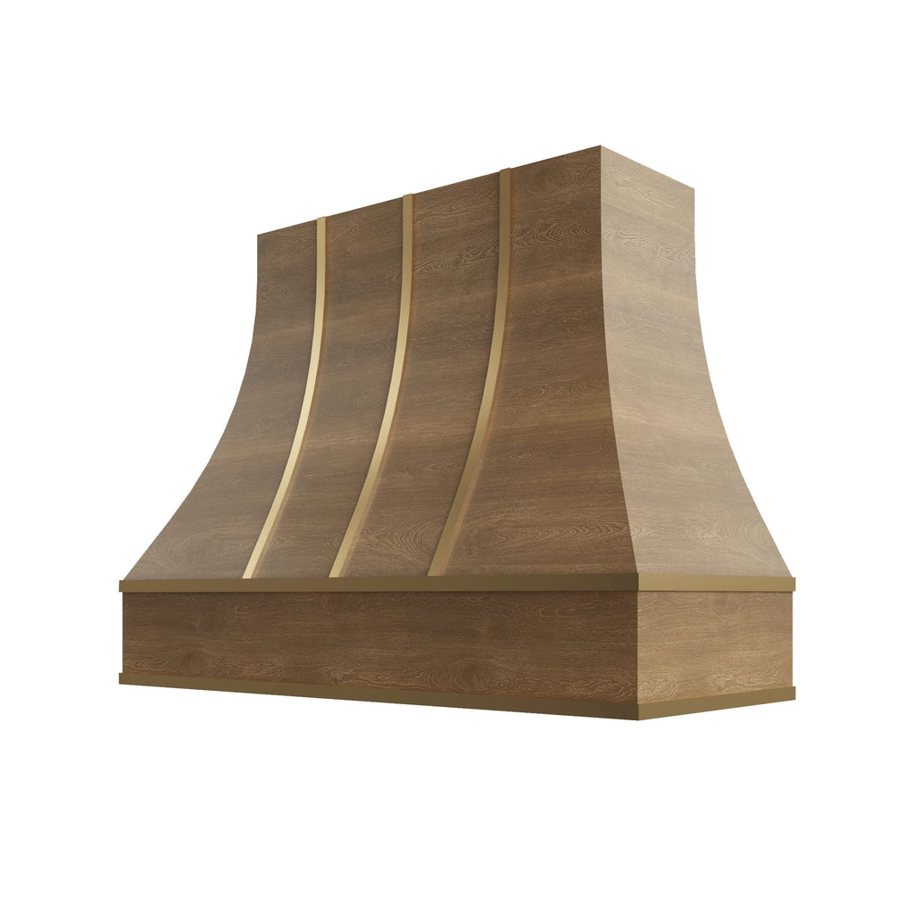 KCD Brooklyn Fawn Curved Hood with Brass Strapping - 48" W x 30" H - product photo