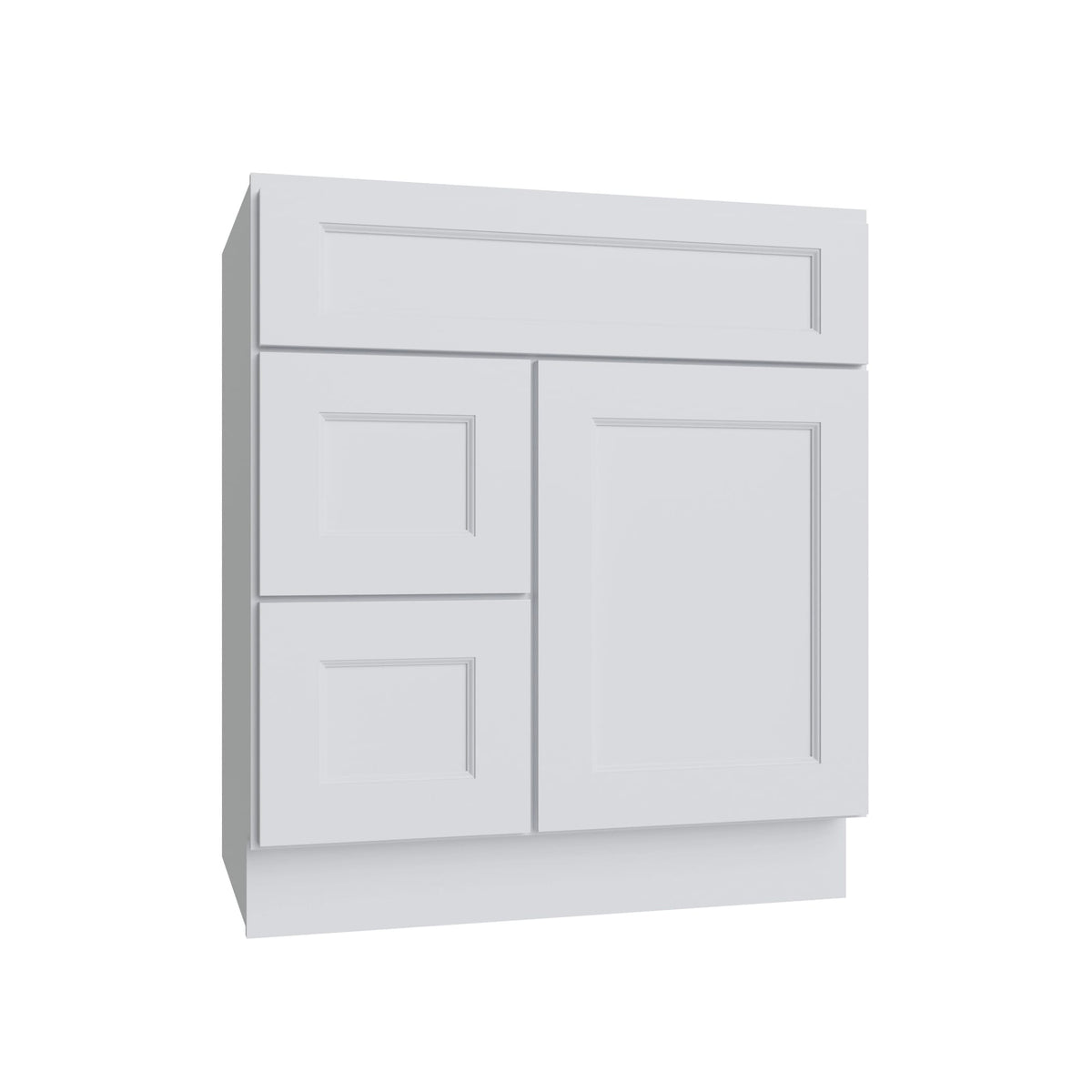 KCD Brooklyn Bright White Vanity Sink Base Left Drawer Stacking Cabinet - 30" W - product photo