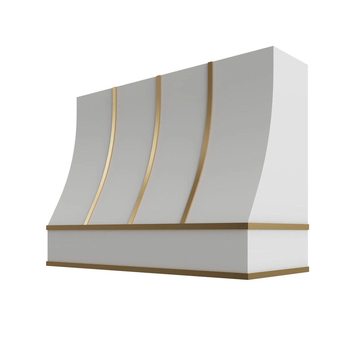 KCD Essential White Sloped Hood with Brass Strapping - 48" W x 30" H - product photo