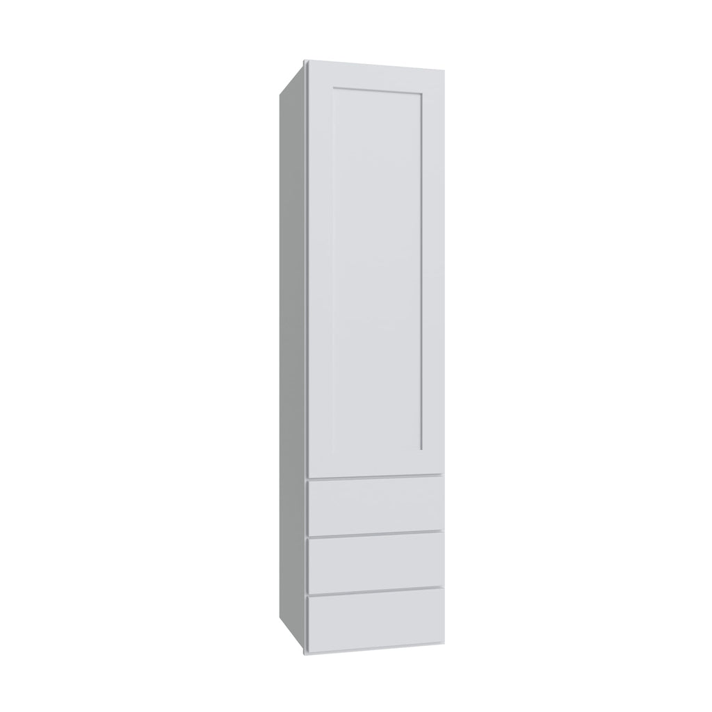 KCD Shaker Designer White Slab Wall Twr w/ 3 Drws - 15" W x 48" H x 14.5" D - product photo