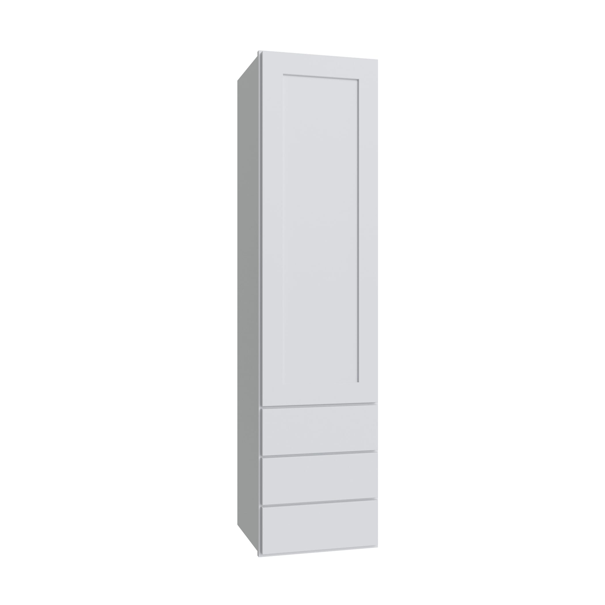 KCD Shaker Designer White Slab Wall Twr w/ 3 Drws - 15" W x 48" H x 14.5" D - product photo