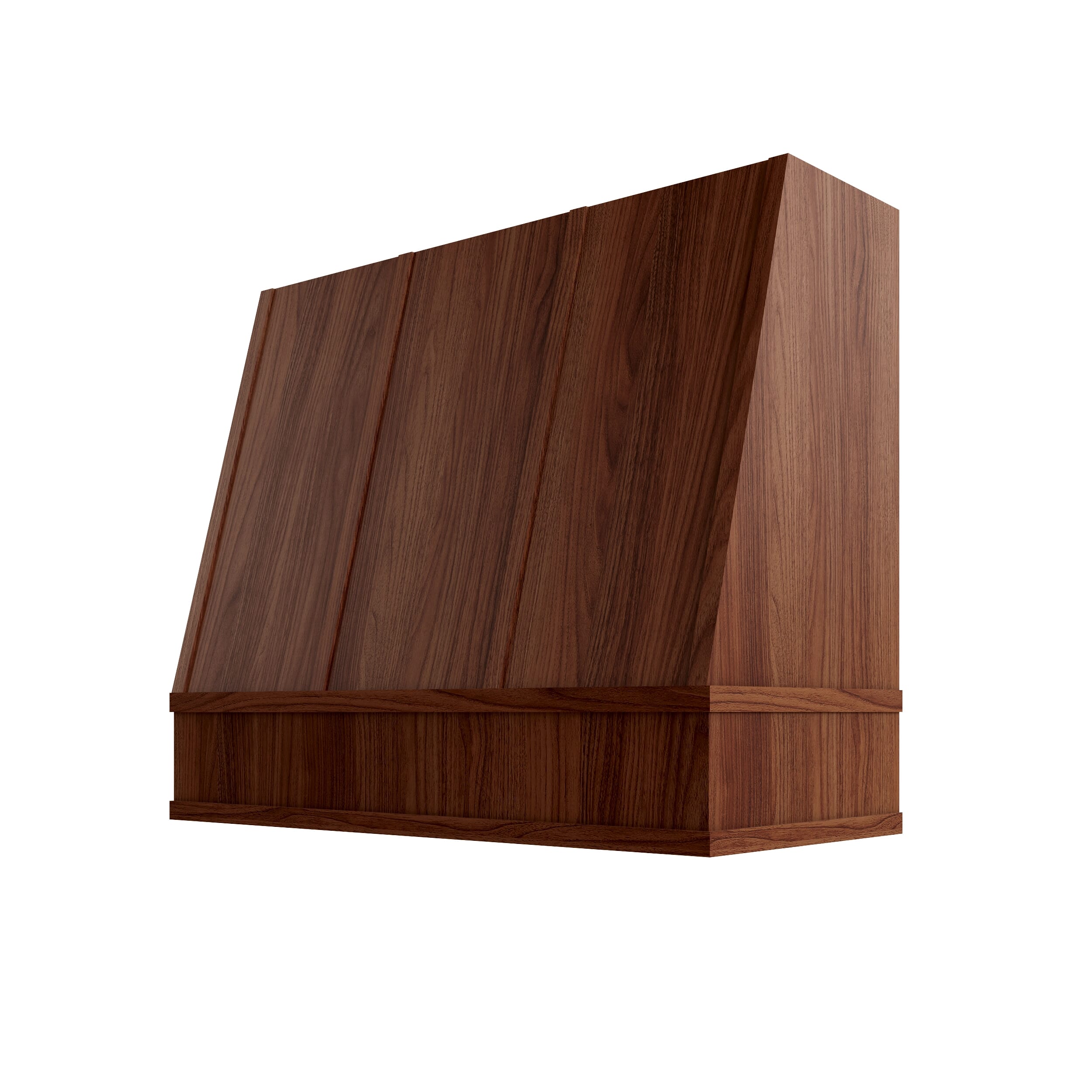 KCD Oslo Classic Walnut Angled Hood with Strapping Flat Trim - 42" W x 36" H - product photo