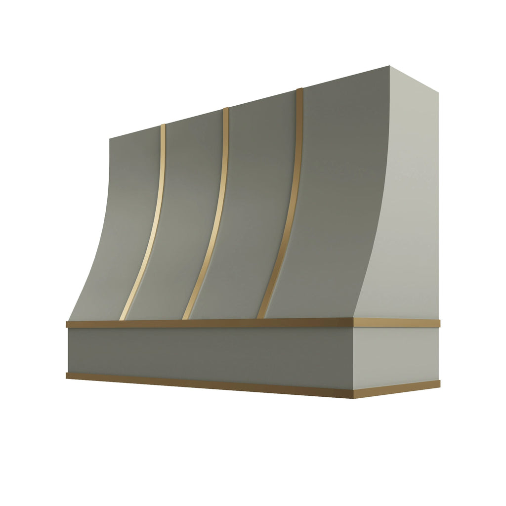 KCD Shaker Moss Sloped Hood with Brass Strapping - 48" W x 36" H - product photo