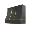 KCD Black Sloped Hood with Brass Strapping - 36" W x 30" H - product photo