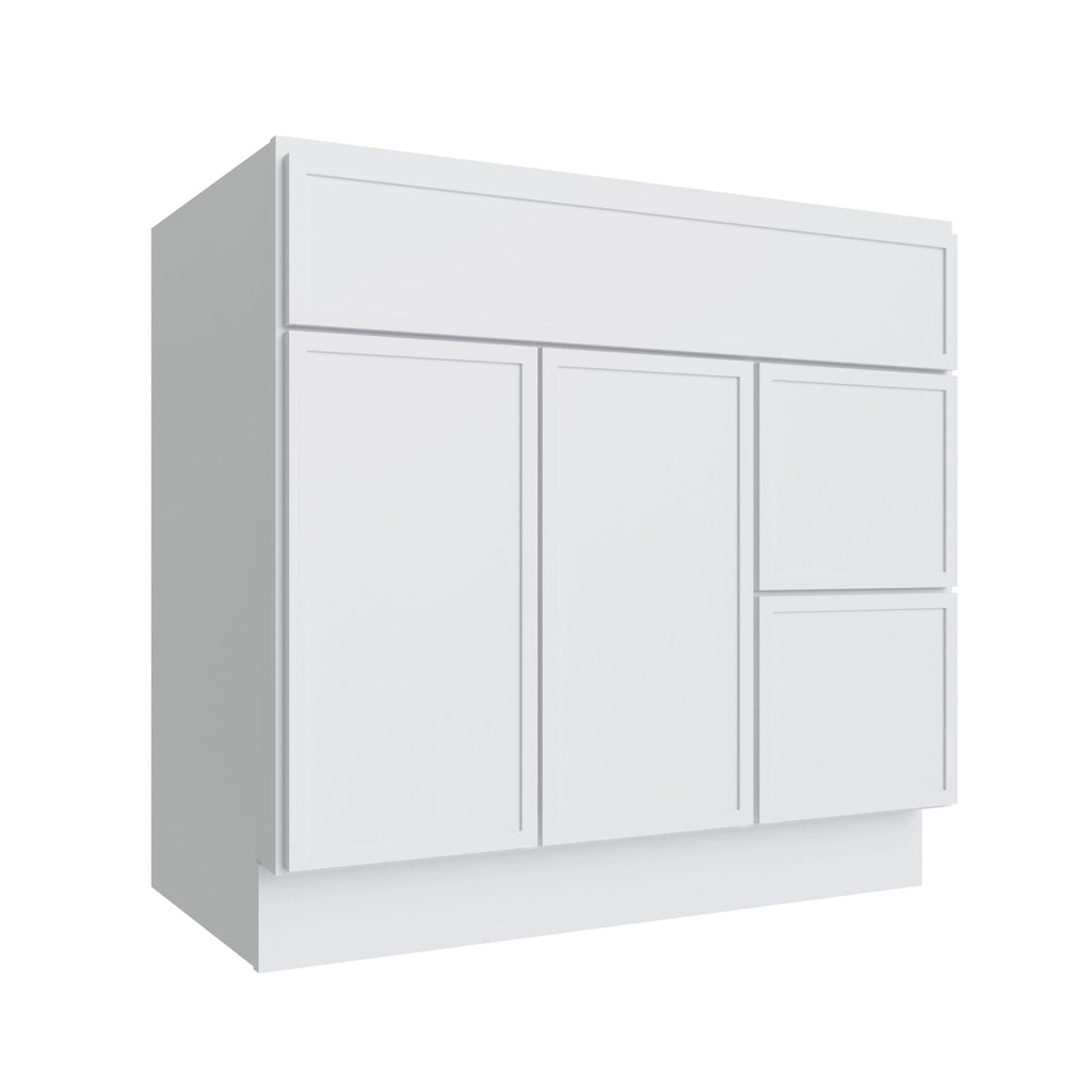 KCD Oslo White Vanity Sink Base Right Drawer Stacking Cabinet - 36" W - product photo