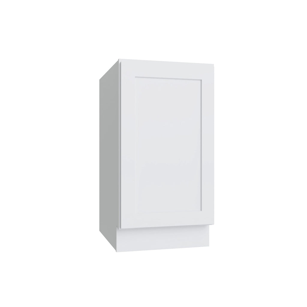 KCD Shaker Designer White Full Height Single Door Base Cabinet - 15" W - product photo