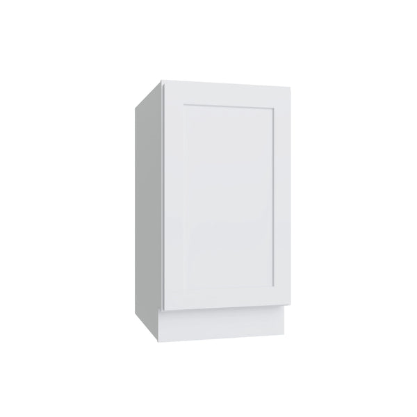 KCD Shaker Designer White Full Height Single Door Base Cabinet - 15" W