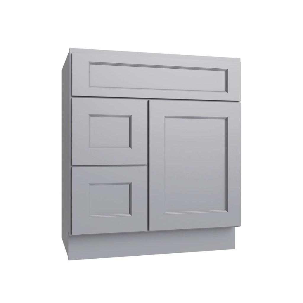 KCD Brooklyn Modern Gray Vanity Sink Base Left Drawer Stacking Cabinet - 30" W - product photo