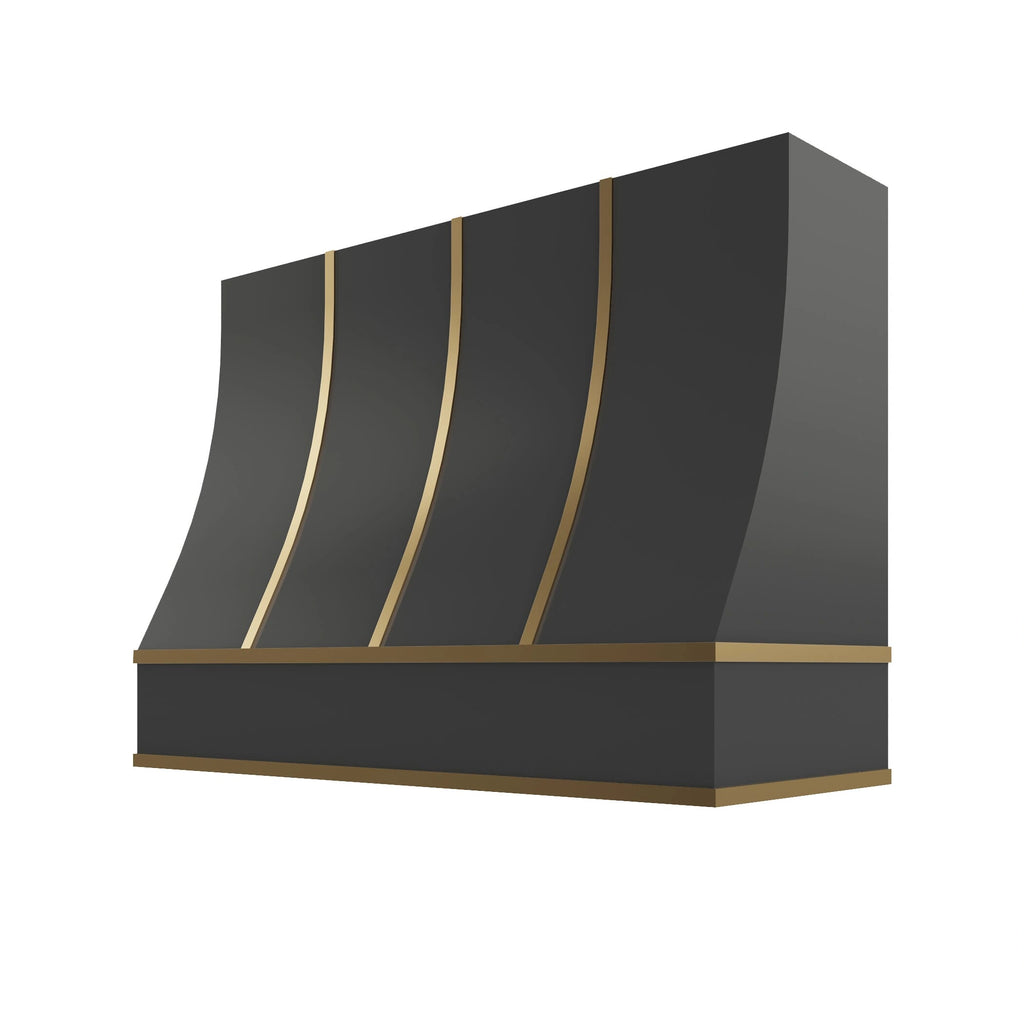 KCD Black Sloped Hood with Brass Strapping - 48" W x 48" H - product photo