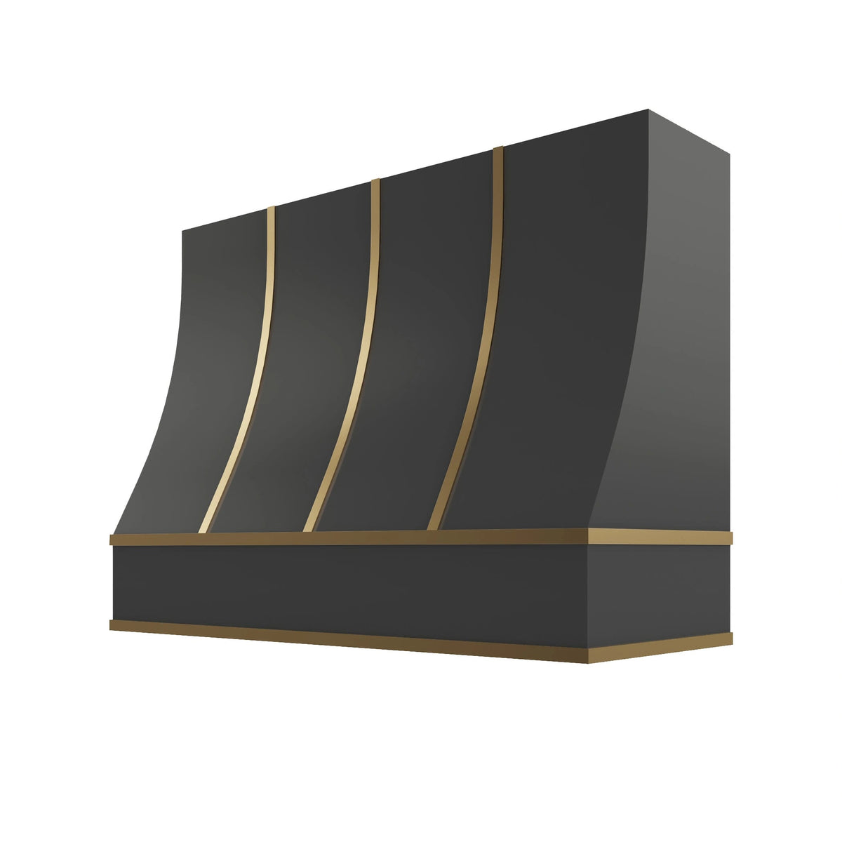 KCD Black Sloped Hood with Brass Strapping - 48" W x 48" H - product photo