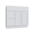 KCD Shaker Designer White Slab Vanity Sink Base Left Drawer Stacking Cabinet - 36" W - product photo