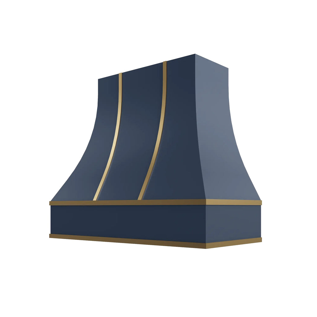 KCD Brooklyn Midnight Curved Hood with Brass Strapping - 36" W x 30" H - product photo