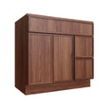 KCD Oslo Classic Walnut Vanity Sink Base Right Drawer Stacking Cabinet - 36" W - product photo
