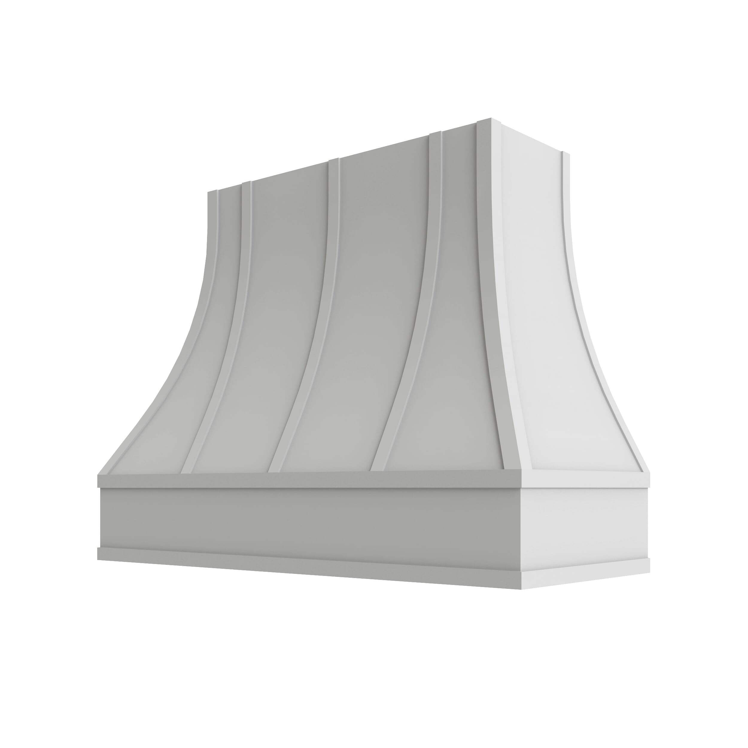 KCD Essential White Curved Hood with Strapping Flat Trim - 48" W x 36" H - product photo
