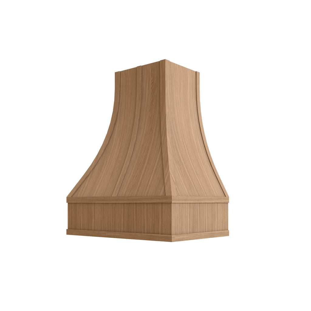 KCD Oslo Oak Curved Hood with Strapping Flat Trim - 30" W x 30" H - product photo